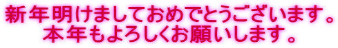 新年明けましておめでとうございます。 本年もよろしくお願いします。